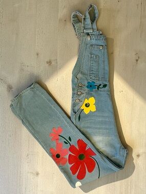 Misslook Floral Women's Denim Overalls Size S